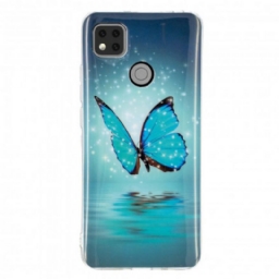 Case Xiaomi Redmi 9C Fluoresoiva Sininen Perhonen