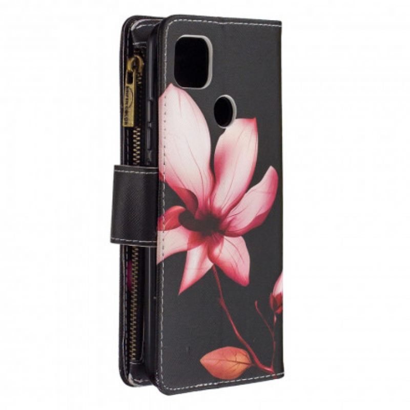 Kotelot Xiaomi Redmi 9C Flower Vetoketjullinen Tasku