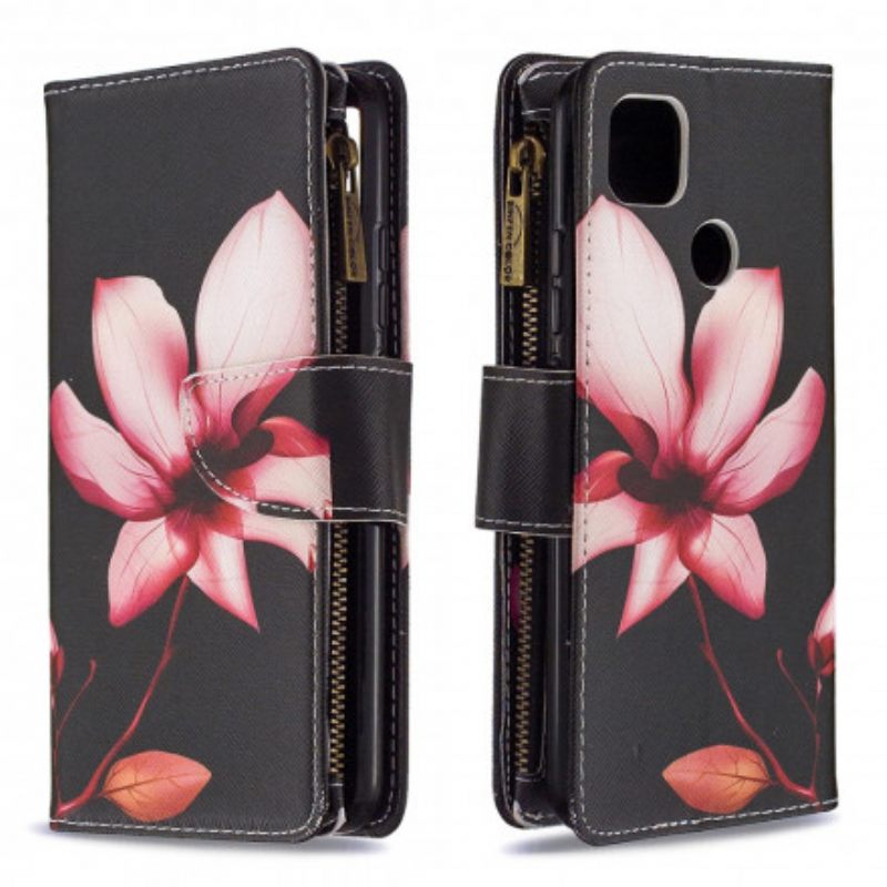 Kotelot Xiaomi Redmi 9C Flower Vetoketjullinen Tasku
