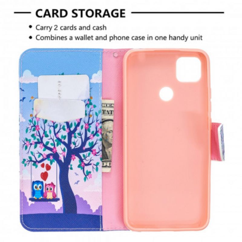 Kotelot Xiaomi Redmi 9C Pöllöt Swingissä