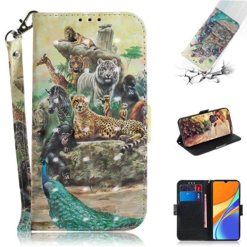 Kotelot Xiaomi Redmi 9C Suojaketju Kuori Animal Safari Stringit