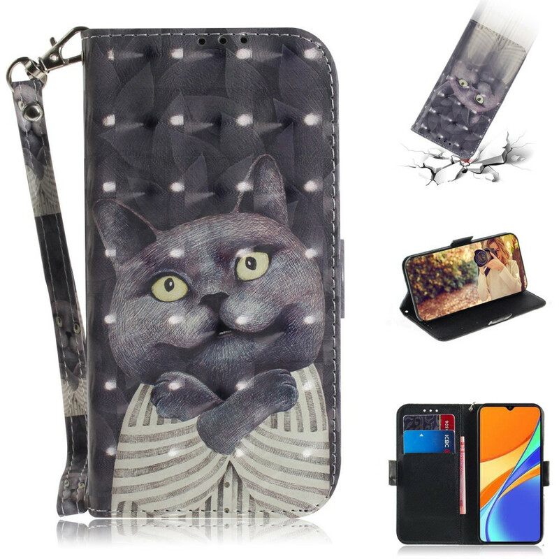 Kotelot Xiaomi Redmi 9C Suojaketju Kuori Grey Thong Cat