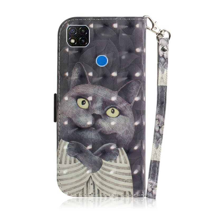 Kotelot Xiaomi Redmi 9C Suojaketju Kuori Grey Thong Cat