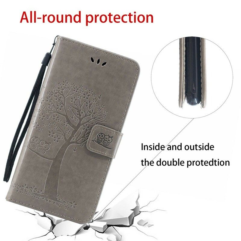 Kotelot Xiaomi Redmi Note 7 Suojaketju Kuori Tree Ja Pöllöt Hihnalla