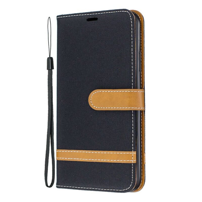 Kotelot iPhone 11 Pro Max Suojaketju Kuori Kangas- Ja Nahkaefektihihna
