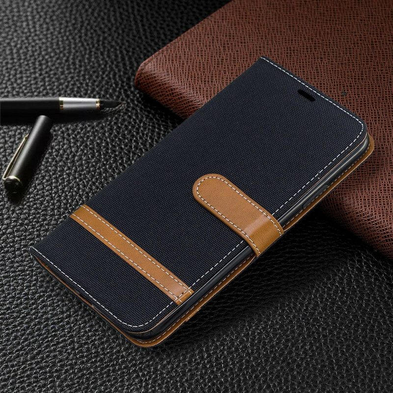 Kotelot iPhone 11 Pro Max Suojaketju Kuori Kangas- Ja Nahkaefektihihna