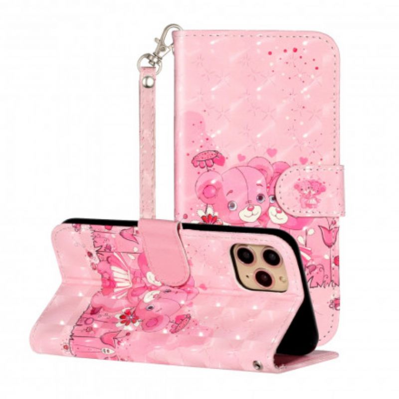 Kotelot iPhone 11 Pro Max Suojaketju Kuori Teddy Bear Light Spots Hihnalla