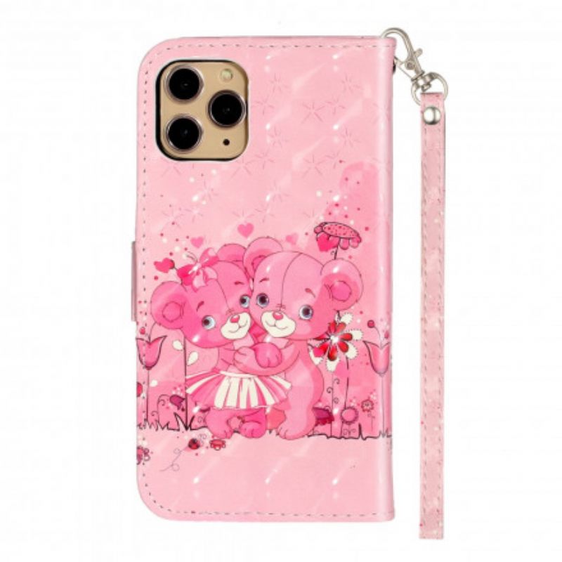 Kotelot iPhone 11 Pro Max Suojaketju Kuori Teddy Bear Light Spots Hihnalla