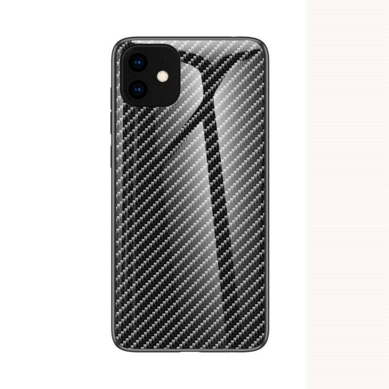 Kuori iPhone 11 Pro Max Carbon Fiber Karkaistu Lasi