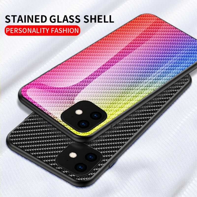 Kuori iPhone 11 Pro Max Carbon Fiber Karkaistu Lasi