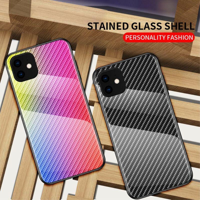 Kuori iPhone 11 Pro Max Carbon Fiber Karkaistu Lasi