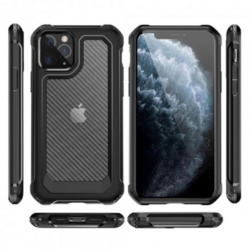 Kuori iPhone 11 Pro Max Läpinäkyvä Hiilikuiturakenne