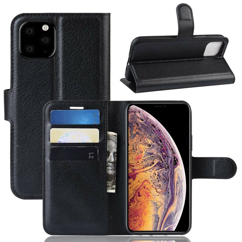 Nahkakotelo iPhone 11 Pro Max Premium Litchi Leather Effect