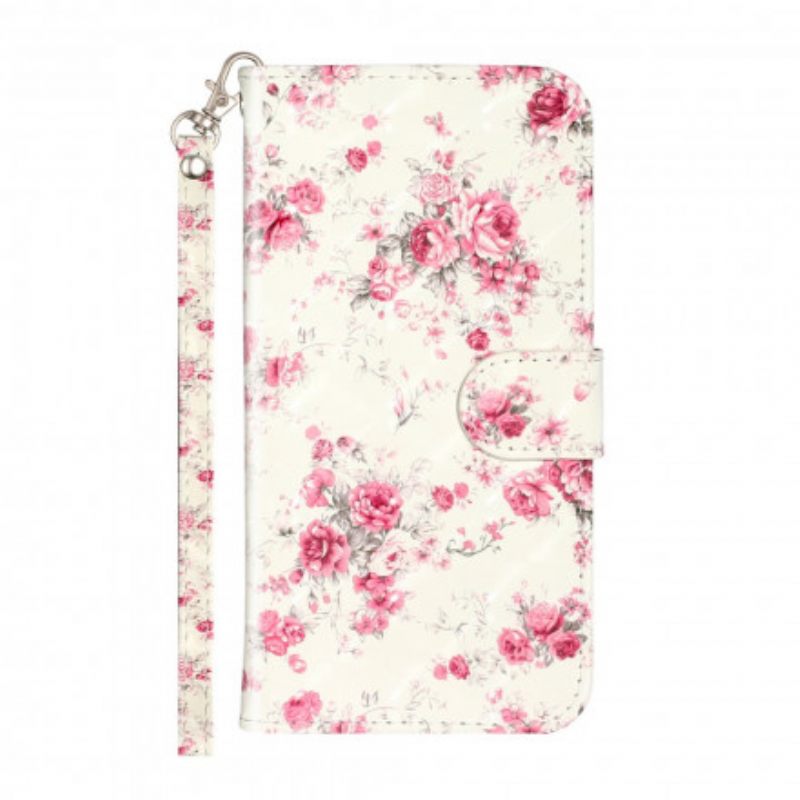 Nahkakotelo iPhone 11 Pro Max Suojaketju Kuori Strap Light Spot Flowers