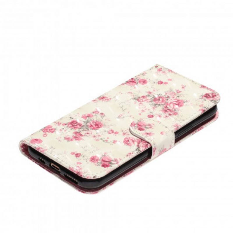 Nahkakotelo iPhone 11 Pro Max Suojaketju Kuori Strap Light Spot Flowers