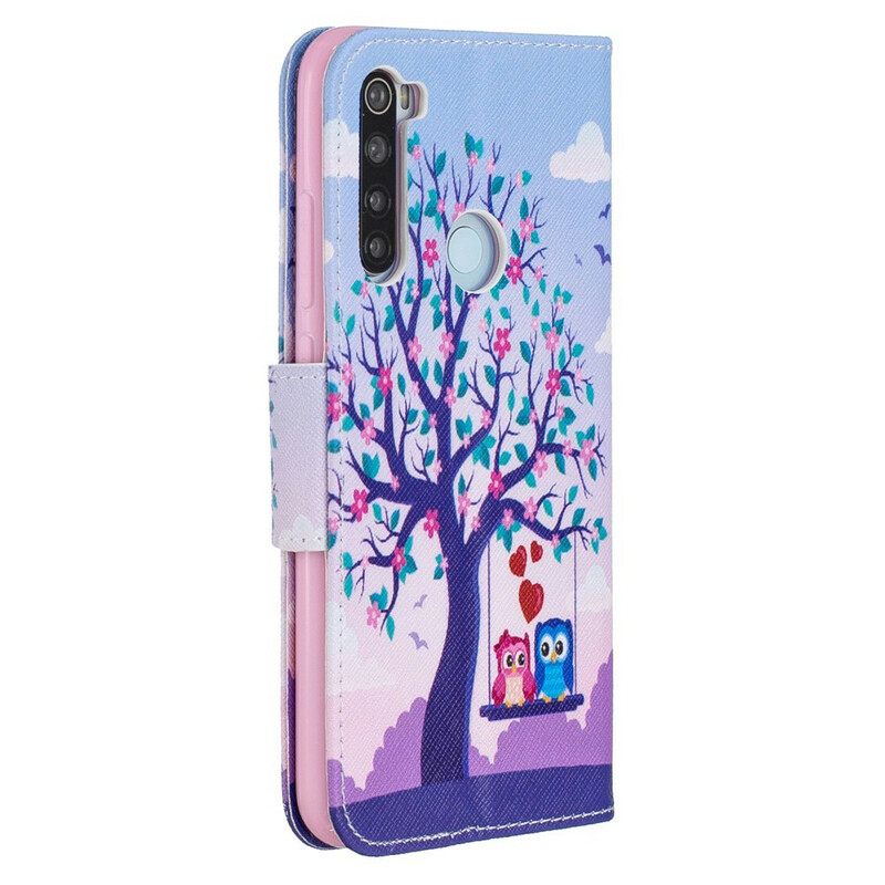 Nahkakotelo Xiaomi Redmi Note 8 Pöllöt Swingissä