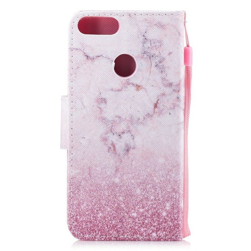 Nahkakotelo Huawei P Smart Suojaketju Kuori Strip Marble