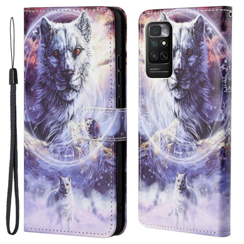 Kotelot Xiaomi Redmi Note 11 / 11S Wolf Talvella Kaulanauhan Kanssa