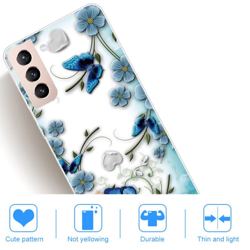 Case Samsung Galaxy S22 Plus 5G Retro Perhosia Ja Kukkia
