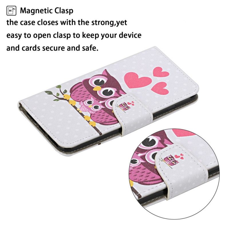 Flip Case Samsung Galaxy S22 Plus 5G Pöllöperhe Kaulanauhan Kanssa