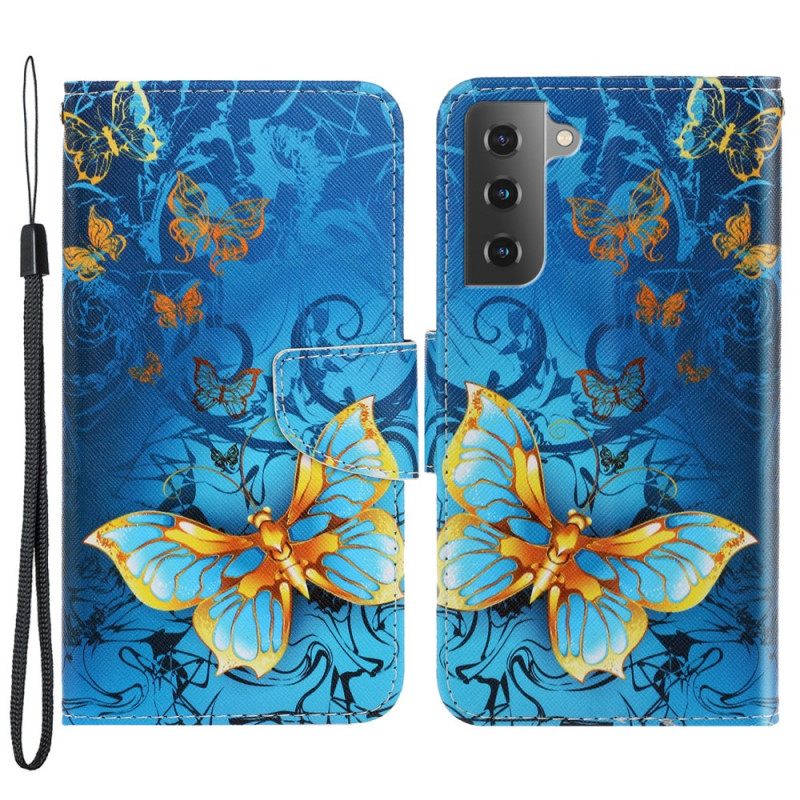 Kotelot Samsung Galaxy S22 Plus 5G Suojaketju Kuori Butterfly Strap Muunnelmia