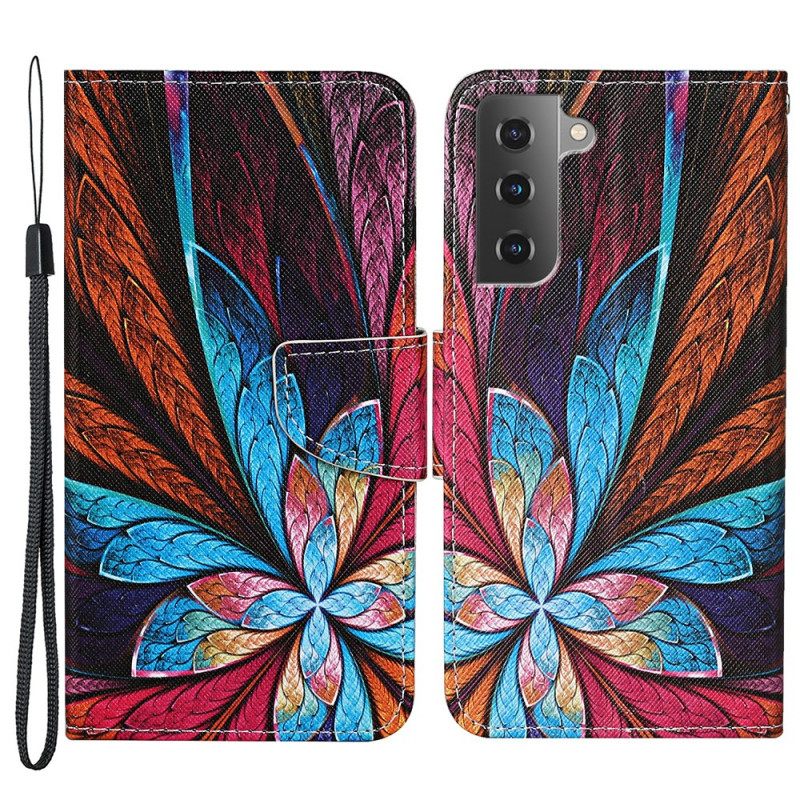 Kotelot Samsung Galaxy S22 Plus 5G Värilliset Lehdet Kaulanauhalla