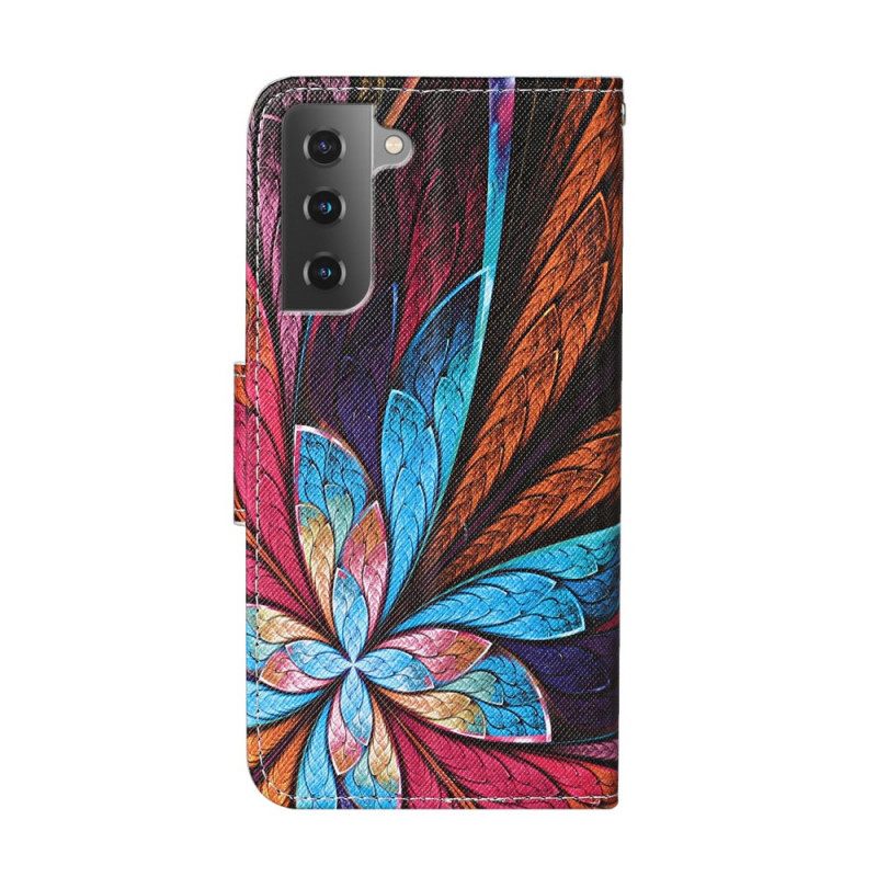 Kotelot Samsung Galaxy S22 Plus 5G Värilliset Lehdet Kaulanauhalla