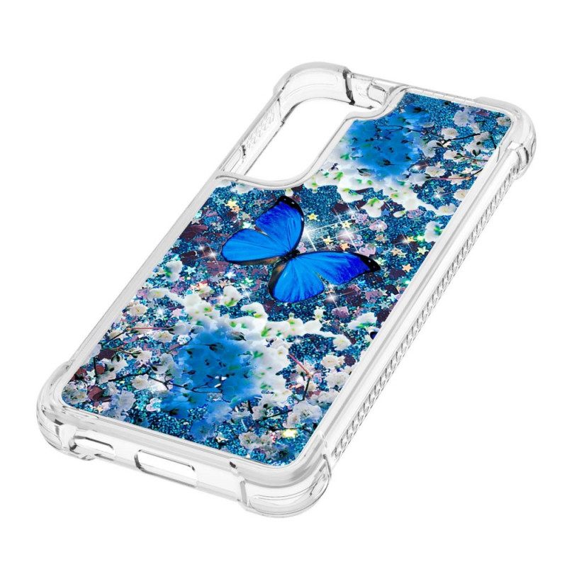 Kuori Samsung Galaxy S22 Plus 5G Glitter Blue Butterflies