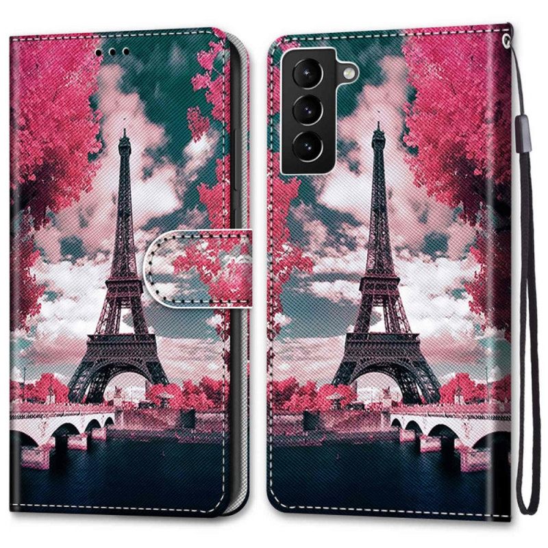 Nahkakotelo Samsung Galaxy S22 Plus 5G Eiffel-torni Kesällä