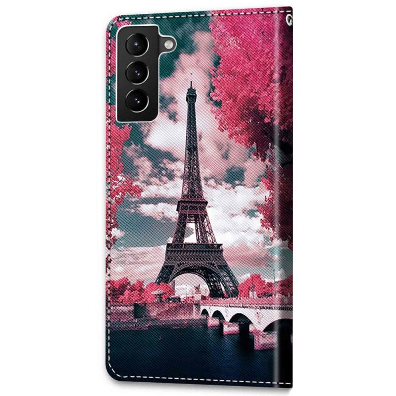Nahkakotelo Samsung Galaxy S22 Plus 5G Eiffel-torni Kesällä