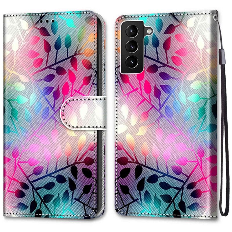 Nahkakotelo Samsung Galaxy S22 Plus 5G Neon Leaves