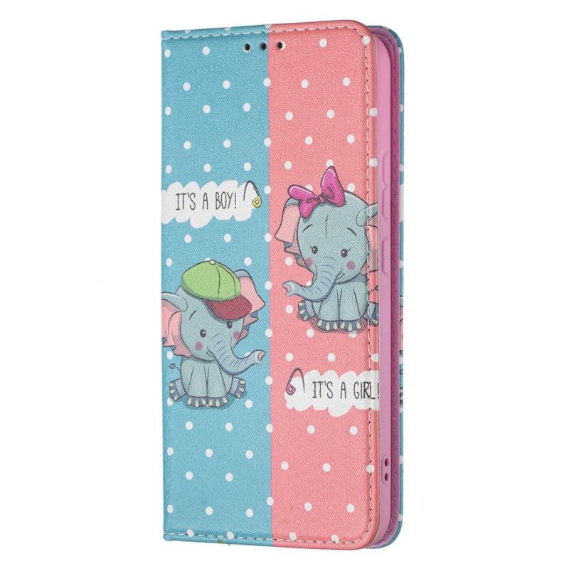 Puhelinkuoret Samsung Galaxy S22 Plus 5G Kotelot Flip Baby Elephants