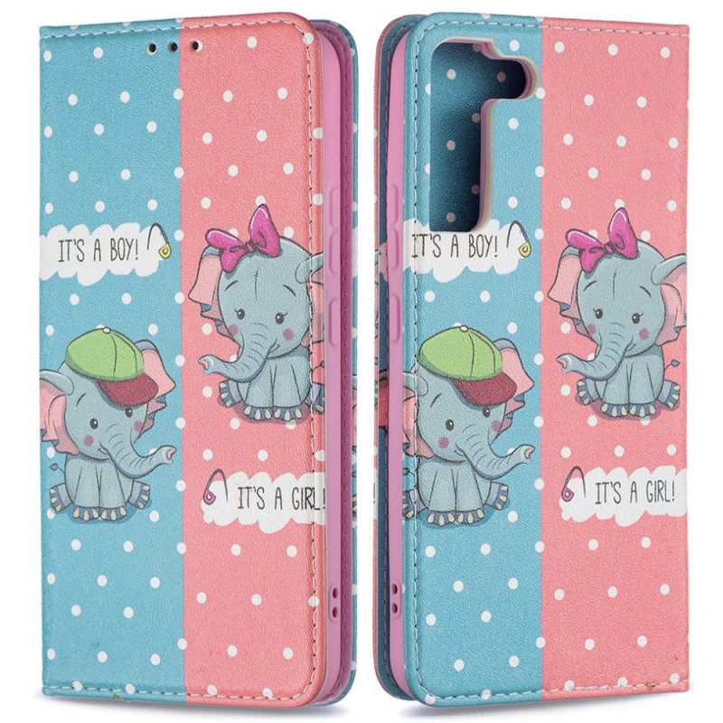 Puhelinkuoret Samsung Galaxy S22 Plus 5G Kotelot Flip Baby Elephants