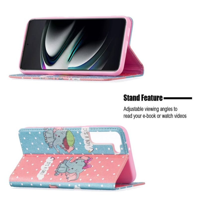 Puhelinkuoret Samsung Galaxy S22 Plus 5G Kotelot Flip Baby Elephants
