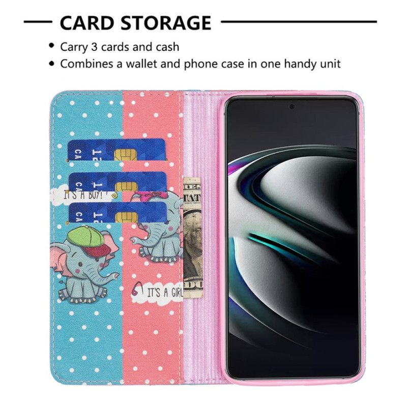 Puhelinkuoret Samsung Galaxy S22 Plus 5G Kotelot Flip Baby Elephants