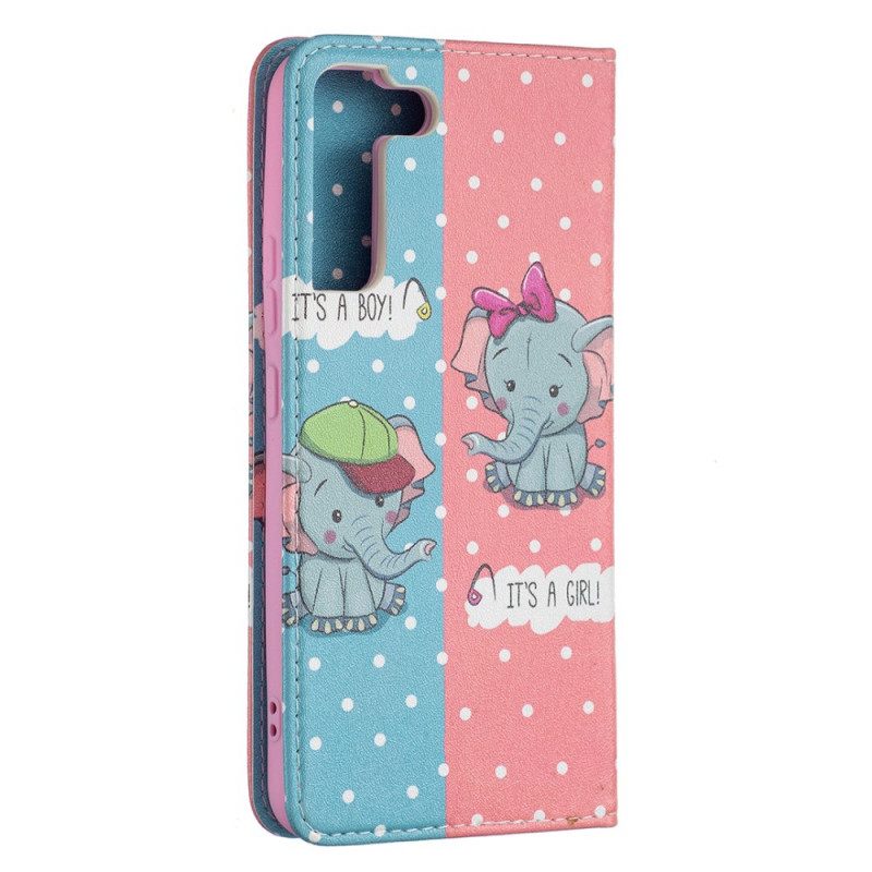 Puhelinkuoret Samsung Galaxy S22 Plus 5G Kotelot Flip Baby Elephants