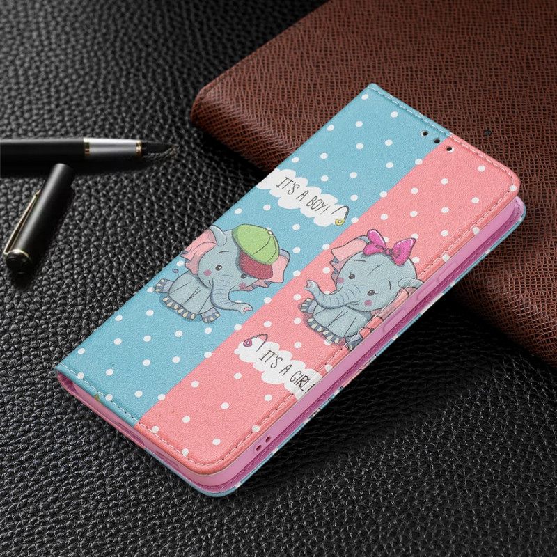 Puhelinkuoret Samsung Galaxy S22 Plus 5G Kotelot Flip Baby Elephants