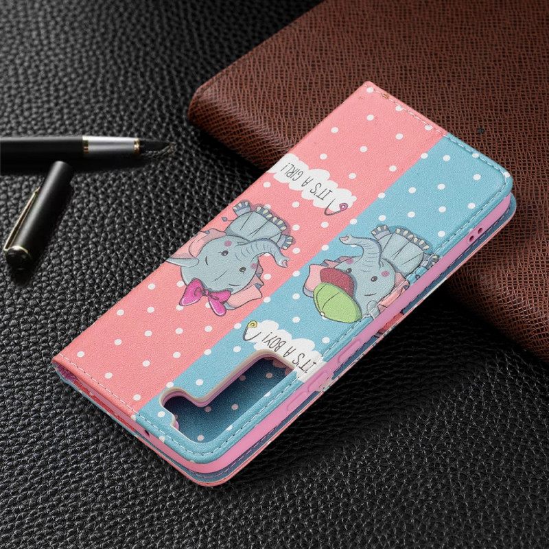 Puhelinkuoret Samsung Galaxy S22 Plus 5G Kotelot Flip Baby Elephants