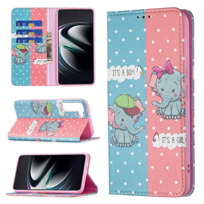 Puhelinkuoret Samsung Galaxy S22 Plus 5G Kotelot Flip Baby Elephants