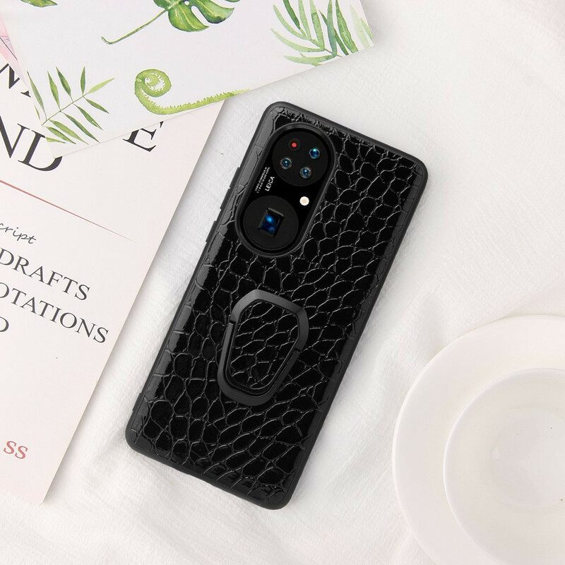 Kuori Huawei P50 Pro Style Crocodile Ring Tuki