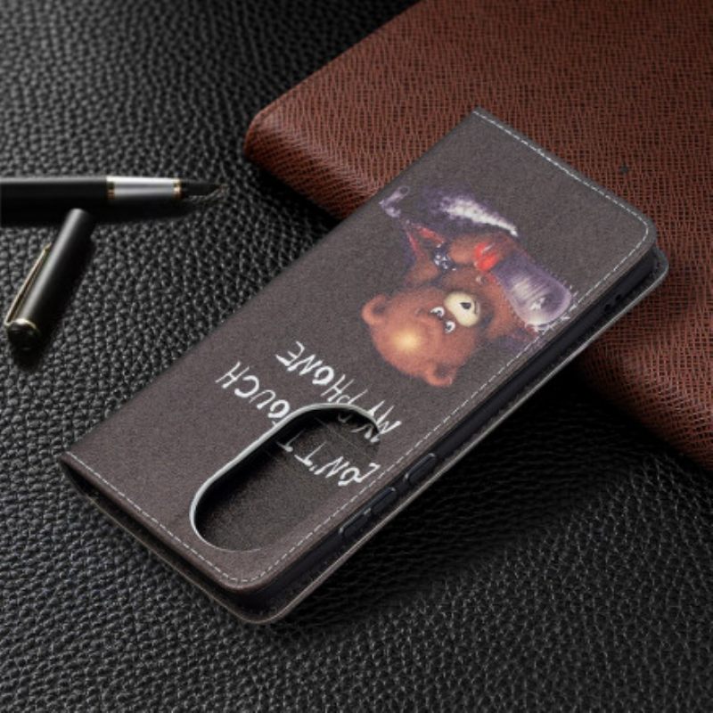 Puhelinkuoret Huawei P50 Pro Kotelot Flip Vaarallinen Karhu
