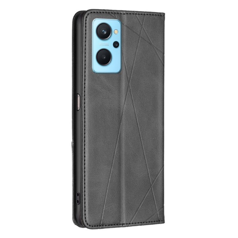 Puhelinkuoret Realme 9i Kotelot Flip Faux Leather Pattern Diagonal Lines