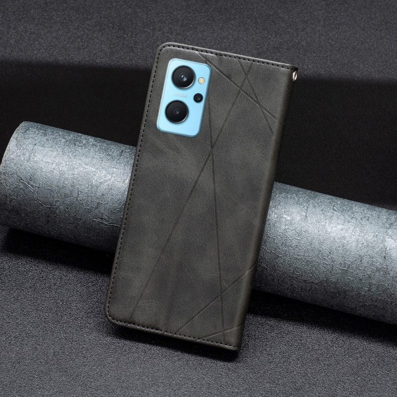 Puhelinkuoret Realme 9i Kotelot Flip Faux Leather Pattern Diagonal Lines