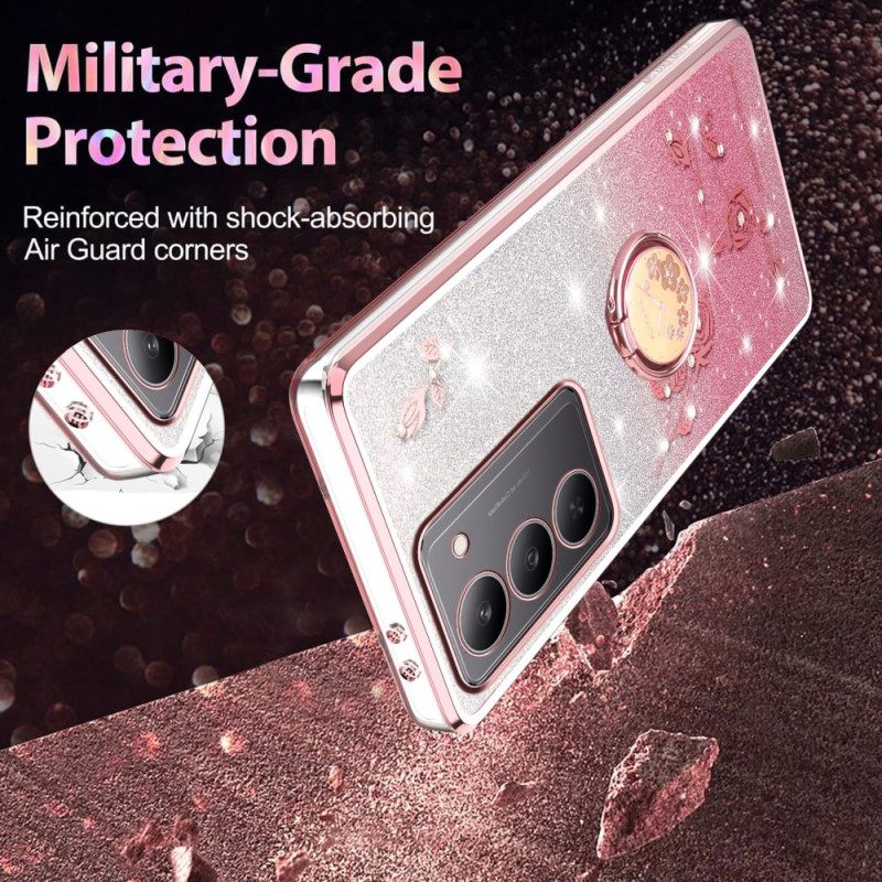 Kuori Realme 14x 5g Kadem Kukkia Ja Strasseja Koristava Sormusteline