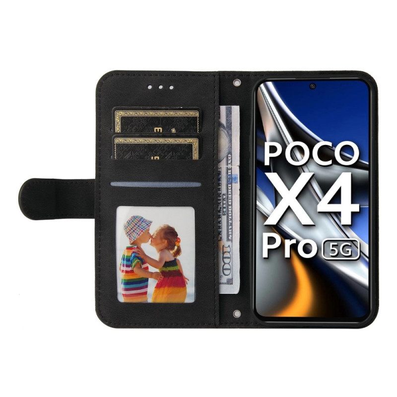 Kotelot Poco X4 Pro 5G Faux Leather Niitti Ja Nauha