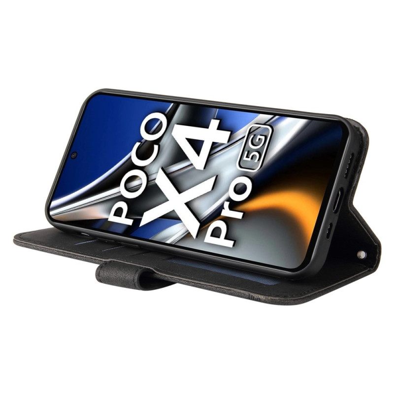 Kotelot Poco X4 Pro 5G Faux Leather Niitti Ja Nauha