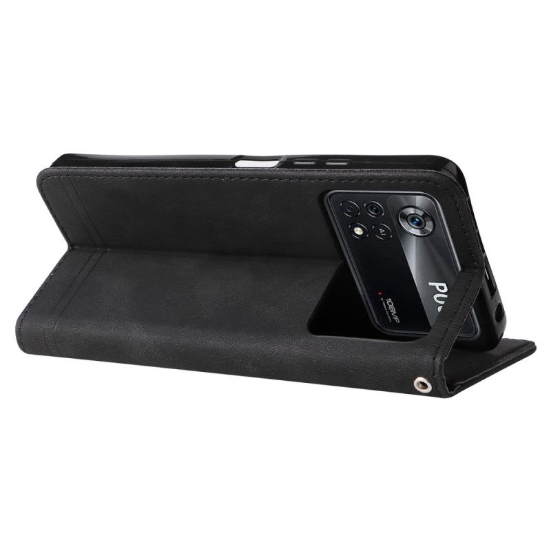 Kotelot Poco X4 Pro 5G Faux Leather Niitti Ja Nauha