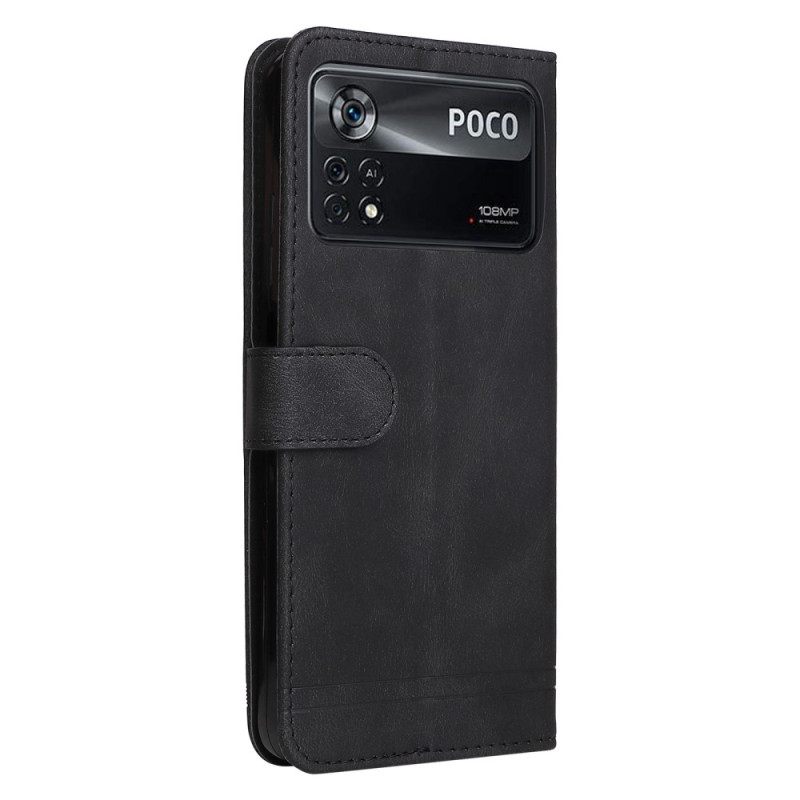 Kotelot Poco X4 Pro 5G Faux Leather Niitti Ja Nauha