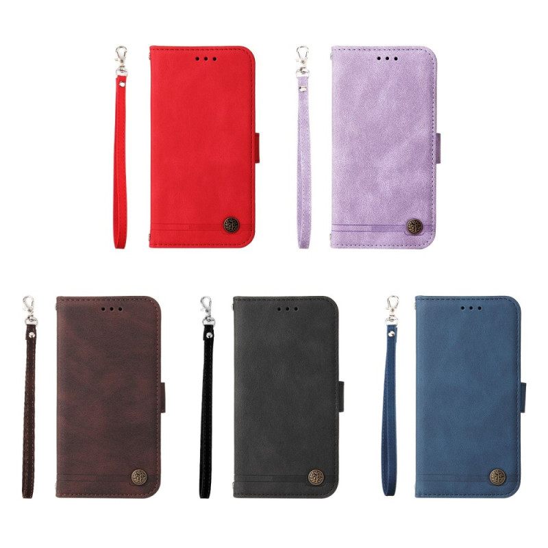 Kotelot Poco X4 Pro 5G Faux Leather Niitti Ja Nauha