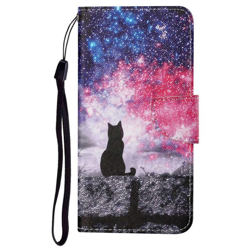 Kotelot Poco X4 Pro 5G Suojaketju Kuori Cat In The Night At Lanyard